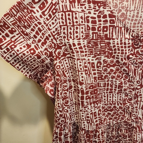 Women Within Chic Red and White Geometric Short Sleeves Maxi Dress Plus Size 3x - Picture 5 of 11